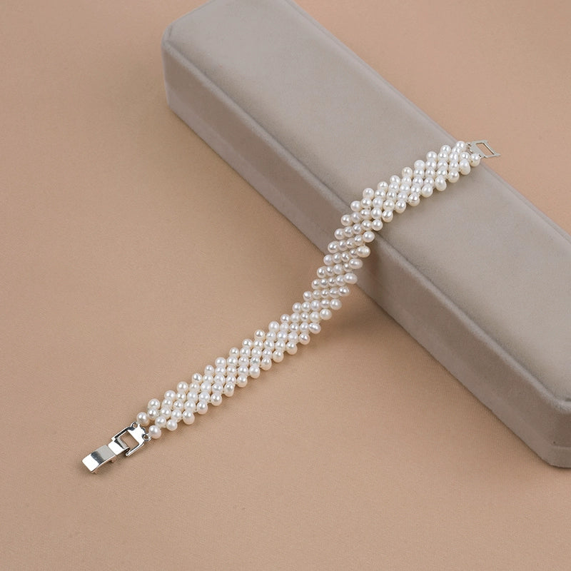 Natural freshwater pearl jewelry hand-woven bracelet Japanese and Korean style elegant jewelry gift SL005