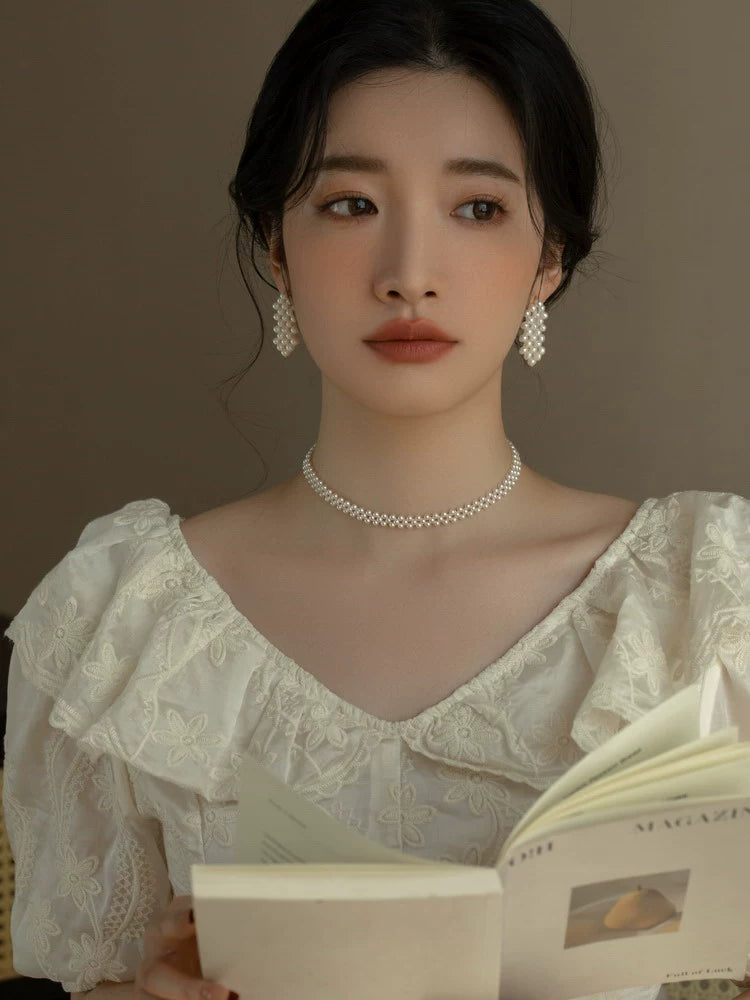 Small Pearl Necklace Choker Chain Girls Collar
