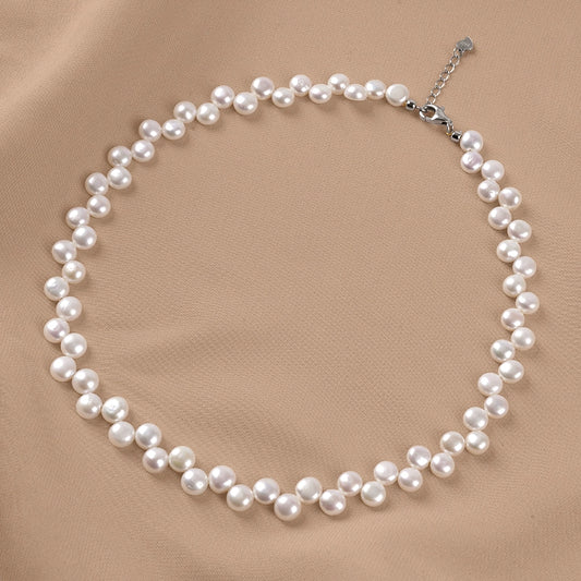 Natural freshwater pearl necklace strong light bread beads Mickey wheat ear collarbone chain women's XL075