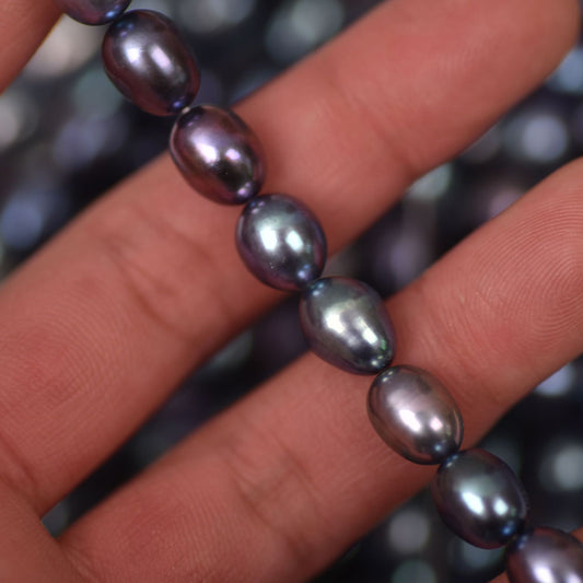 1013 Malachite Green 8-9mm Rice Beads Natural Freshwater Rice Beads Wholesale