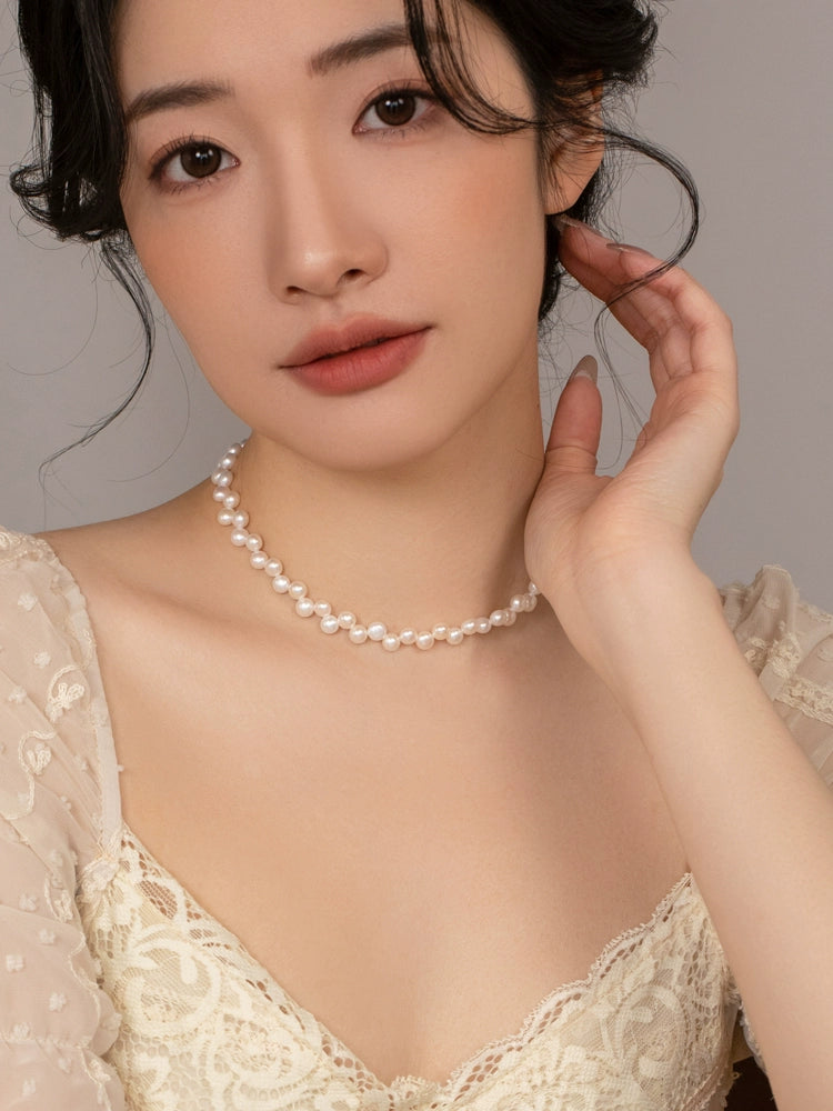 Natural Pale Flame Pearl Necklace Women's Design Chain Jewelry Collar Women's