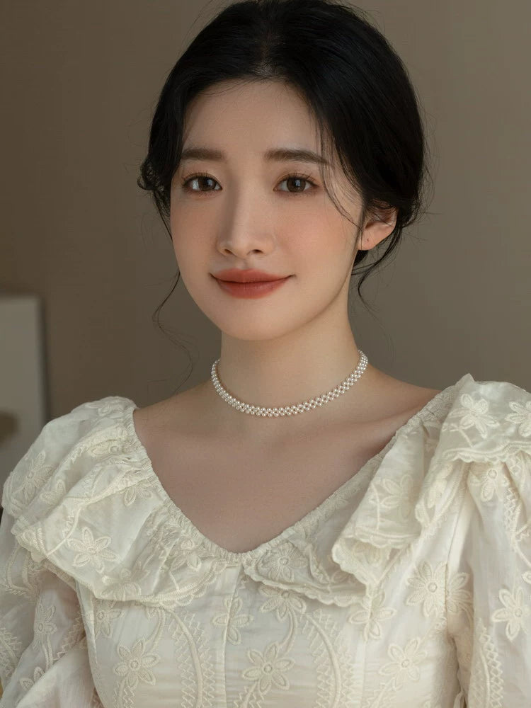 Small Pearl Necklace Choker Chain Girls Collar