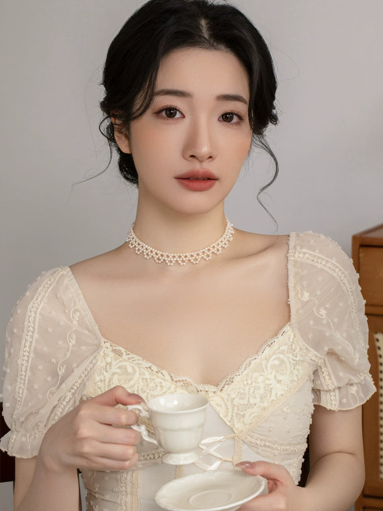 Handwoven natural pearl necklace women choker necklace wedding accessories chain
