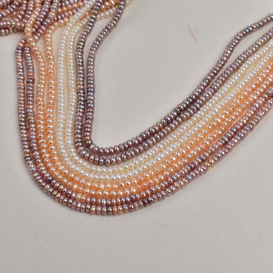 1248 Extended 40cm about 4mm flat beads, natural freshwater pearl DIY jewelry