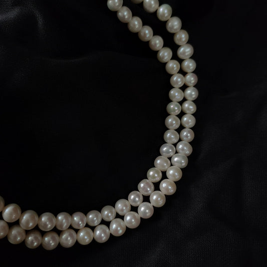 Multi-layered French retro double-layered pearl necklace, natural freshwater pearl women with cheongsam