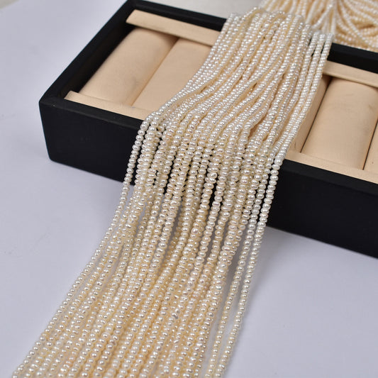 1250 3mm flat natural freshwater pearl DIY necklace small pearl wholesale