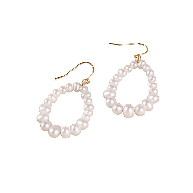 Natural freshwater pearl earrings 925 Tremella hook handwoven earrings women's Japanese and Korean style EH033