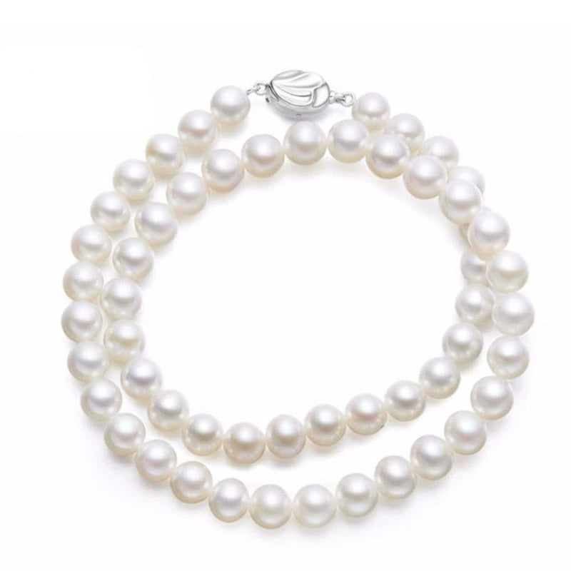 The new natural freshwater pearl necklace mother necklace is nearly round to give wife March 8th Mother's Day birthday gift