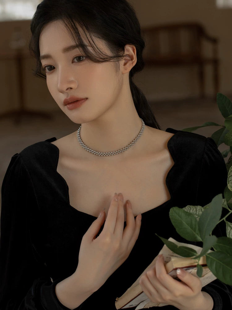Pearl Choker Necklace Chain Girls Collar