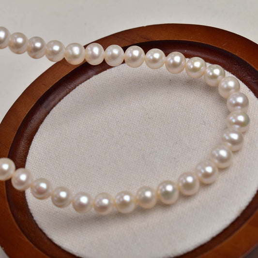 1111 Natural Fresh Water 7-8mm Near Round Nucleless Pearl Necklace String work in progress
