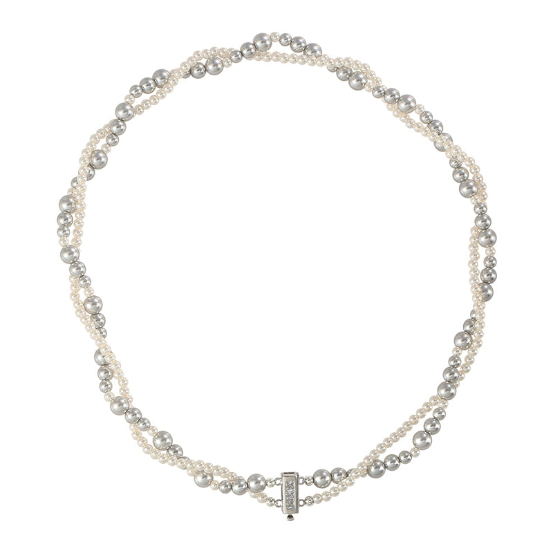 French pearl necklace women's real multi-hemp color exquisite double stacking design choker