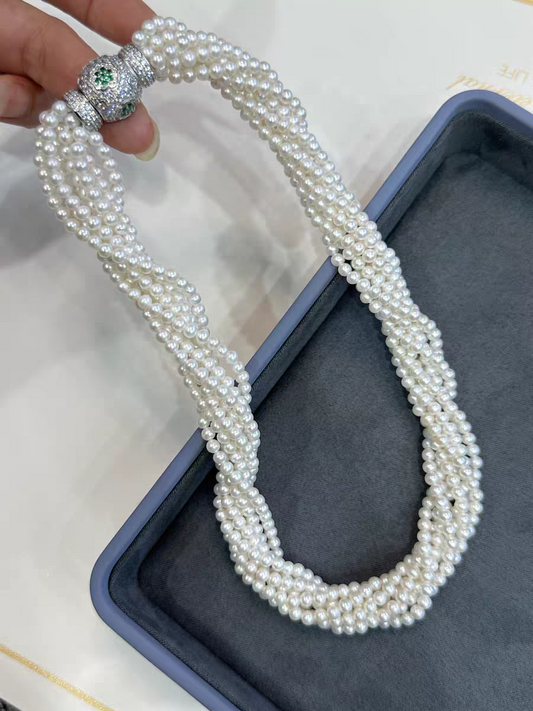 Multi-strand natural pearl necklace is very foreign, pure hand-woven twist item antique jewelry