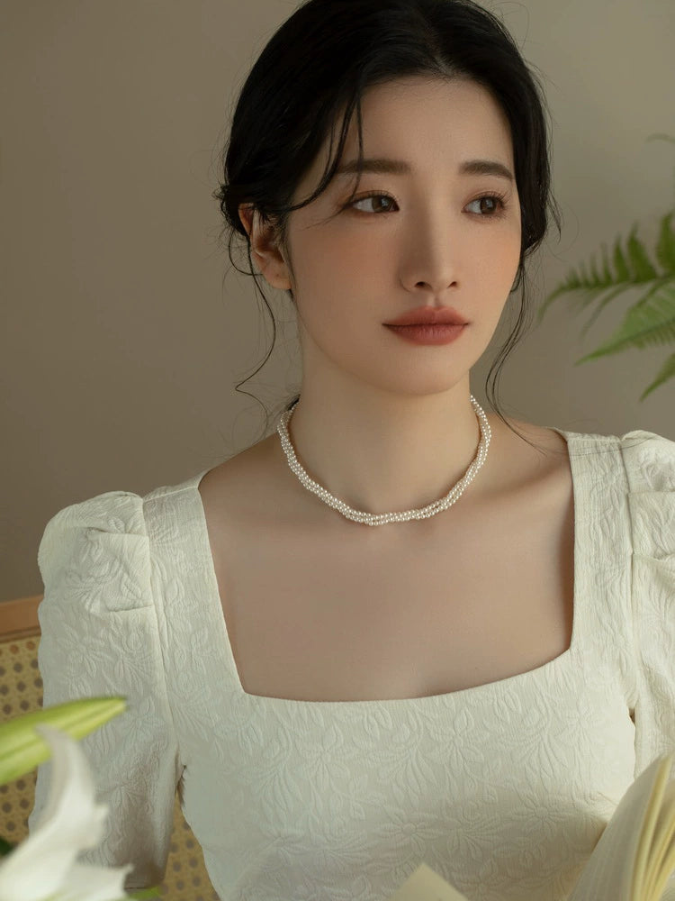 Multi-layer pearl necklace women's high-end fashion three-layer stacked chain