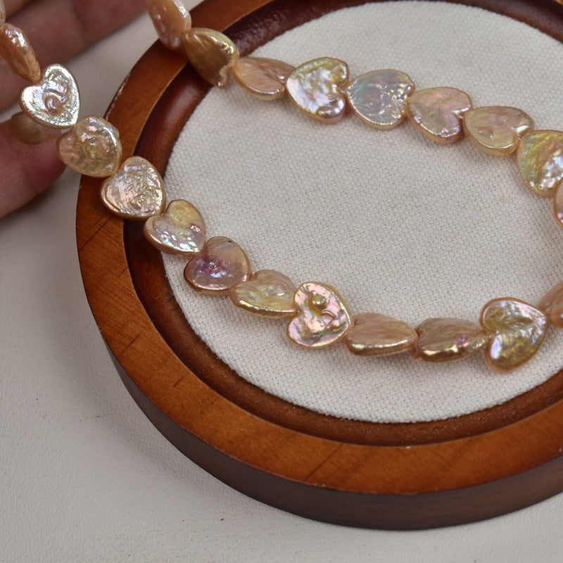 1077 Natural Freshwater Pearl Loose Beads Purple Love Shaped Baroque Pearl