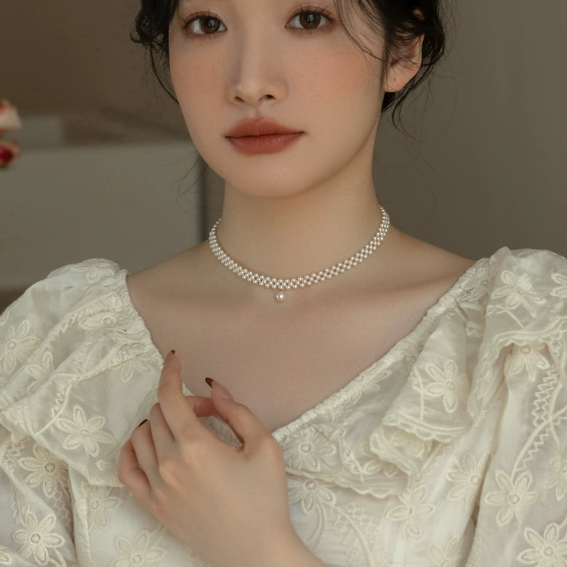 Small Pearl Necklace Choker Chain Girls Collar