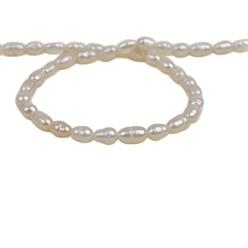 1036 New 5-6mm Threaded Rice Bead Pearl Natural Freshwater Pearl DIY Handmade Jewelry in Stock