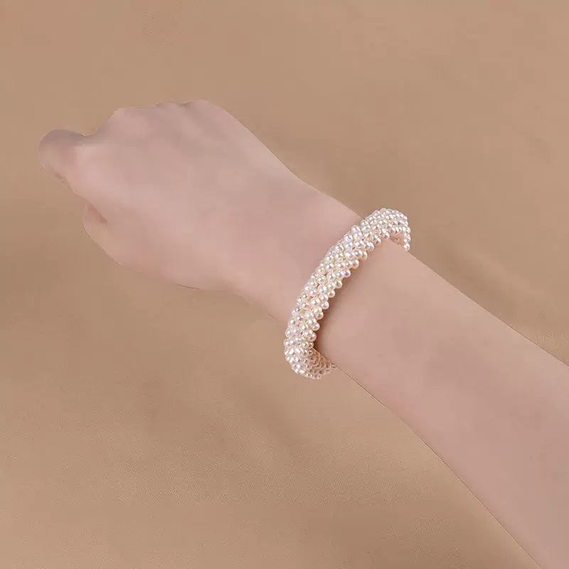 Natural Freshwater Pearl Bracelet Simple Atmospheric Ladies Bracelet Ins Elegant Handwoven SL022