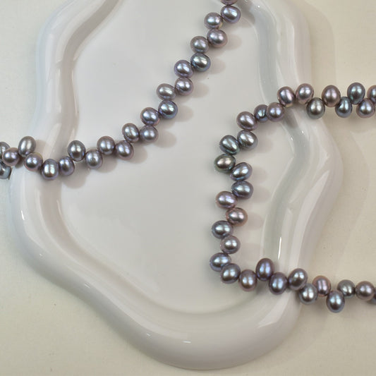 1032 Natural freshwater pearl 7-8mm Panax notogeng gray rice bead necklace work in progress DIY loose bead jewelry accessories