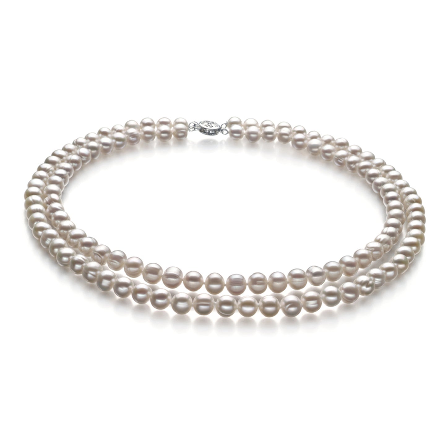 White Freshwater Pearl Necklace Bracelet Earrings Set with 925 Silver Accessories Double Row Pearl Jewelry Wholesale