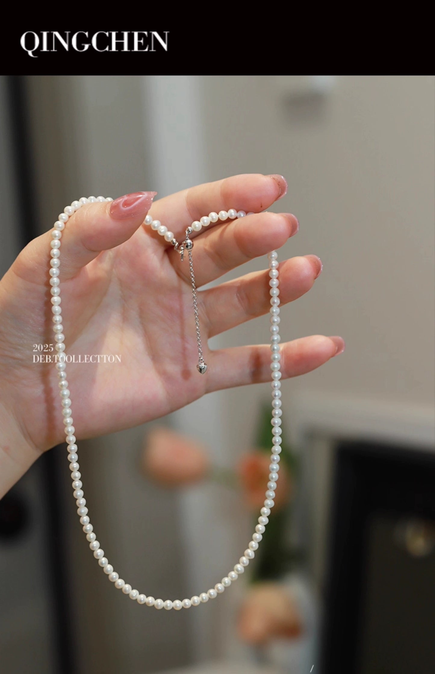 1621 3-4mm pearl necklace stacked