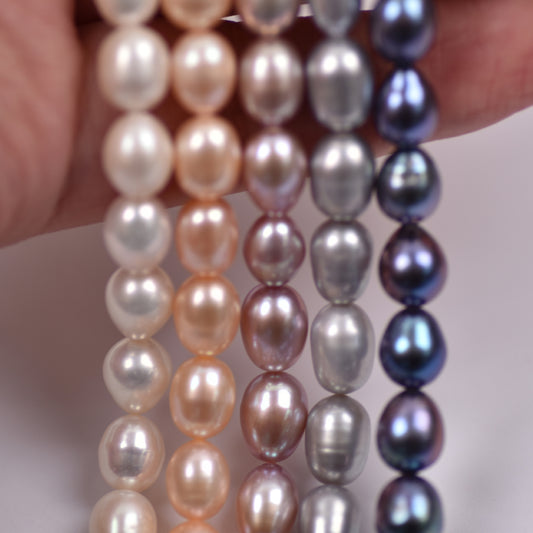 1019 Natural Freshwater Pearl Loose Beads 7-8mm Rice BeadsWholesale