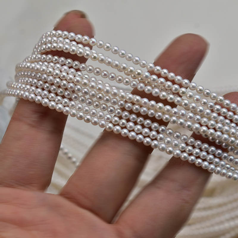 1113 new 3-4mm white bright strong light near round pearl natural freshwater pearl