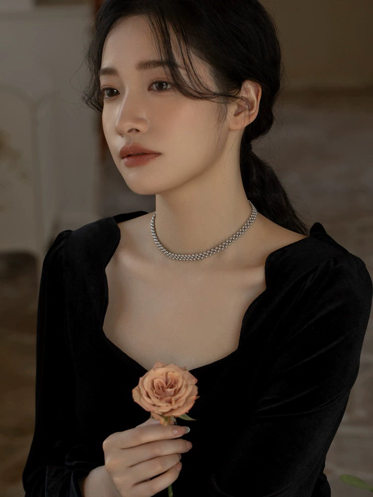 Pearl Choker Necklace Chain Girls Collar