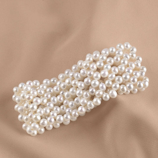 Natural Freshwater Pearl Bracelet Strong Light Round Bead Adjustable Elastic Hollow Bracelet Fashion SL010