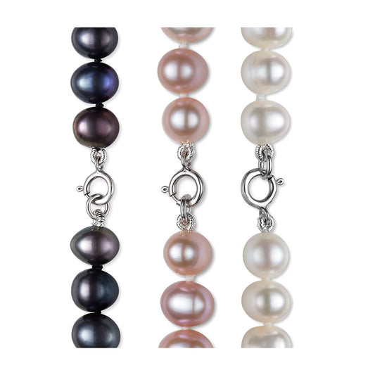 Freshwater pearl necklace + stud earrings set with real 925 silver accessories pearl jewelry manufacturer wholesale
