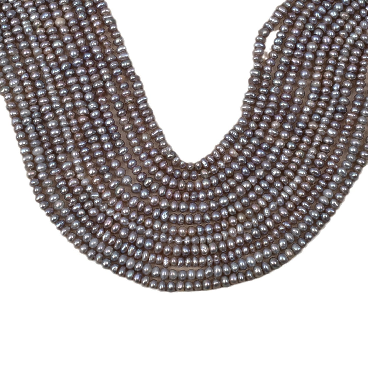 1127 3-4mm Natural Freshwater Pearl Loose Bead Punch work in progress Irradiated Gray Bare Bead DIY