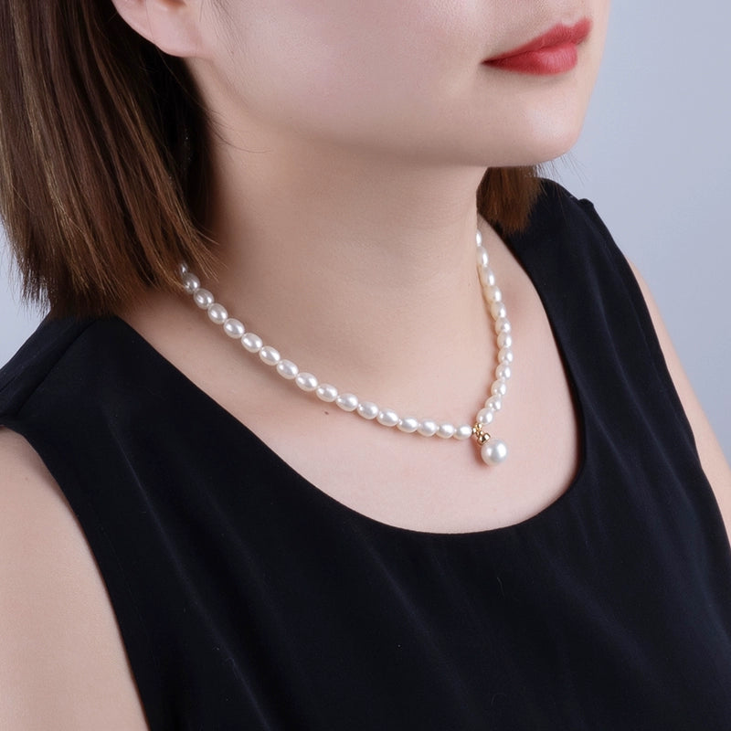 Natural freshwater pearl necklace temperament short round bead chain versatile neck chain collarbone chain XL011
