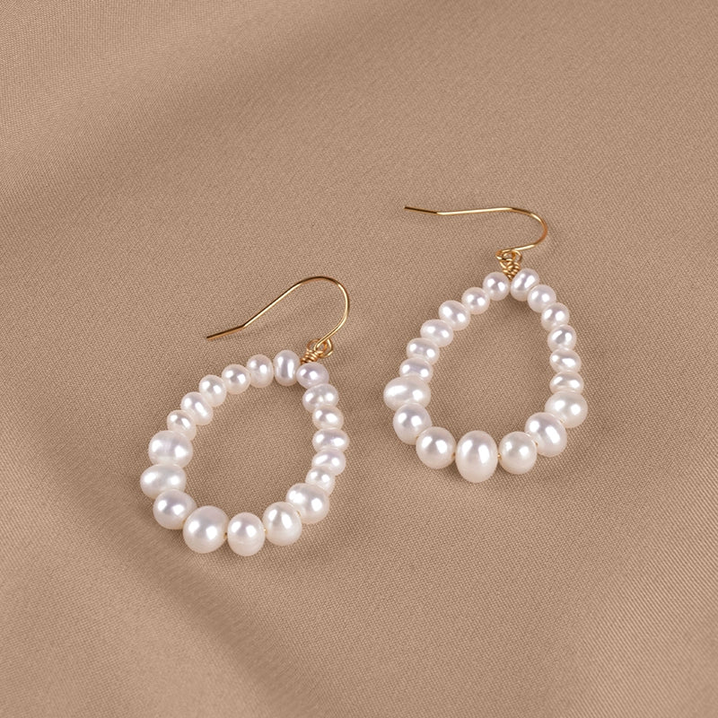 Natural freshwater pearl earrings 925 Tremella hook handwoven earrings women's Japanese and Korean style EH033