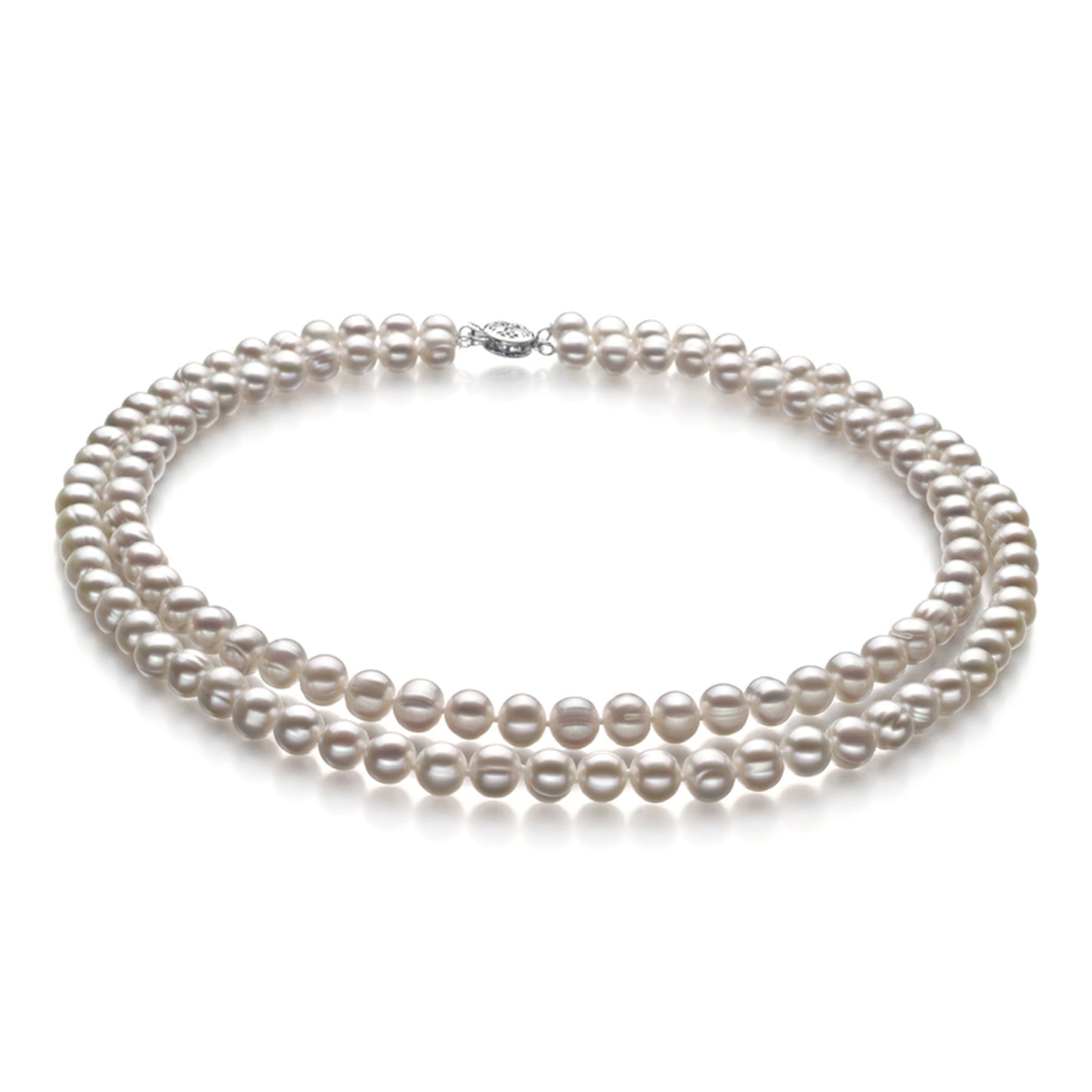 White Freshwater Pearl Necklace Bracelet Earrings Set with 925 Silver Accessories Double Row Pearl Jewelry Wholesale