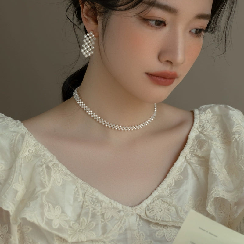Small Pearl Necklace Choker Chain Girls Collar
