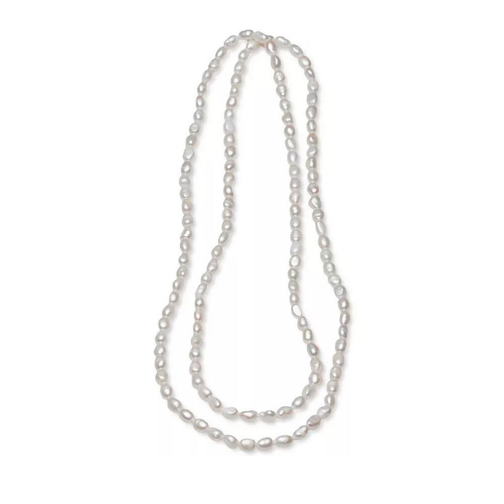 5-6Mm meter shape foreign trade quality 90cm long baroque, natural freshwater pearl necklace neck chain long sweater chain