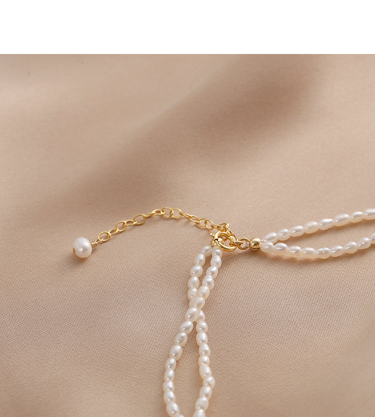 Freshwater pearl neck chain female multi-layer