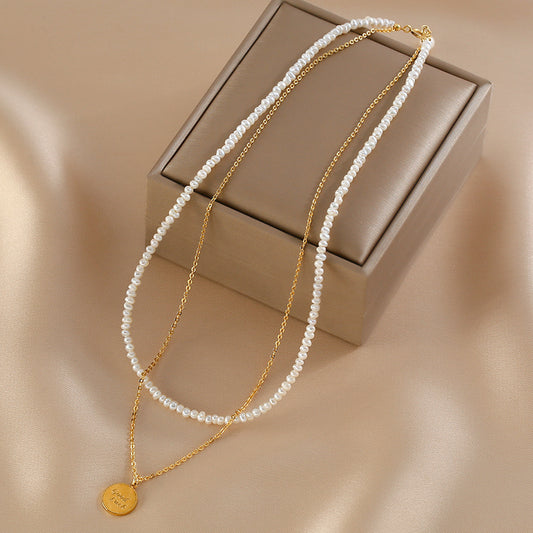 Natural Freshwater Pearl Necklace Women's Summer Bead Collarbone Chain