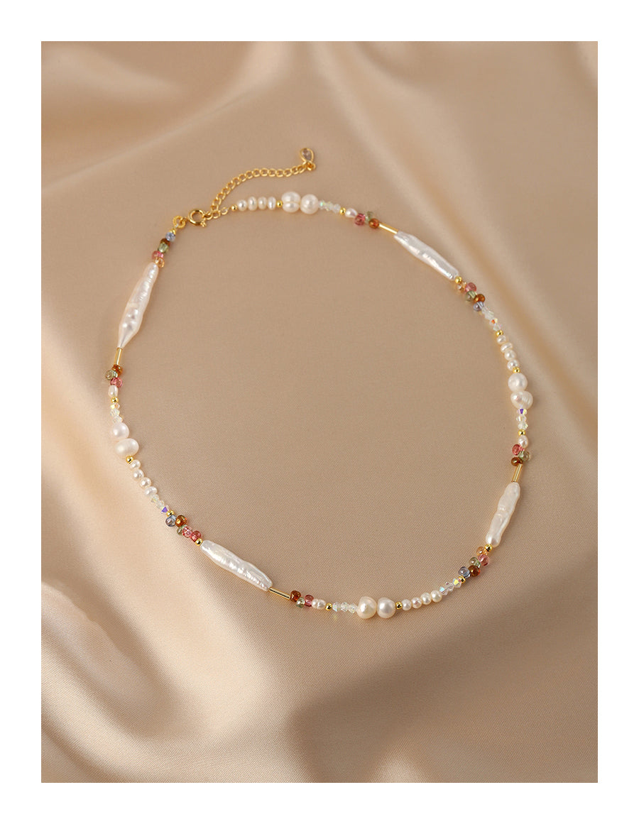 Natural Baroque Pearl Bracelet Necklace Set Colored Necklace