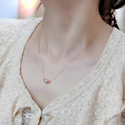 Natural freshwater pearl necklace chain with single pendant