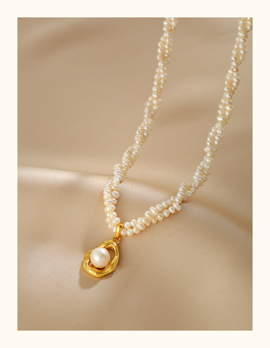 Natural Pearl Necklace Women'sDelicate Beads Double Layer Stacked, Neck Chain