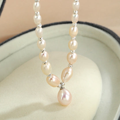 natural pearl necklace French high-end rice beads neck chain