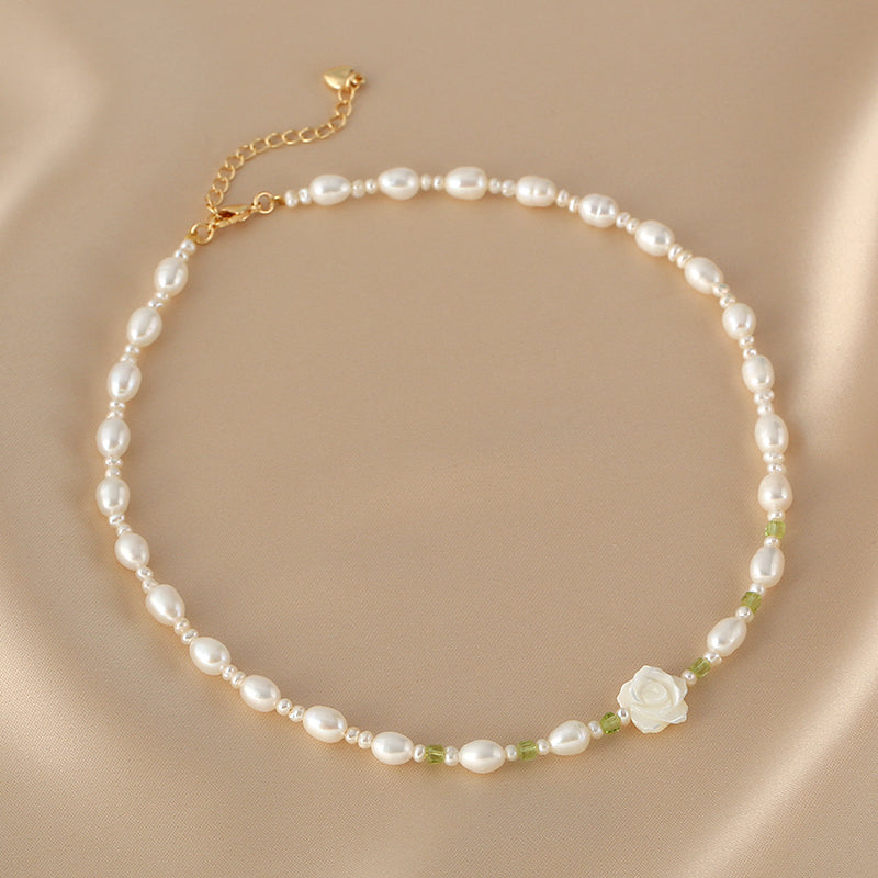 Women's Natural Freshwater Pearl Beaded Necklace Elegant Handmade Jewelry Gift