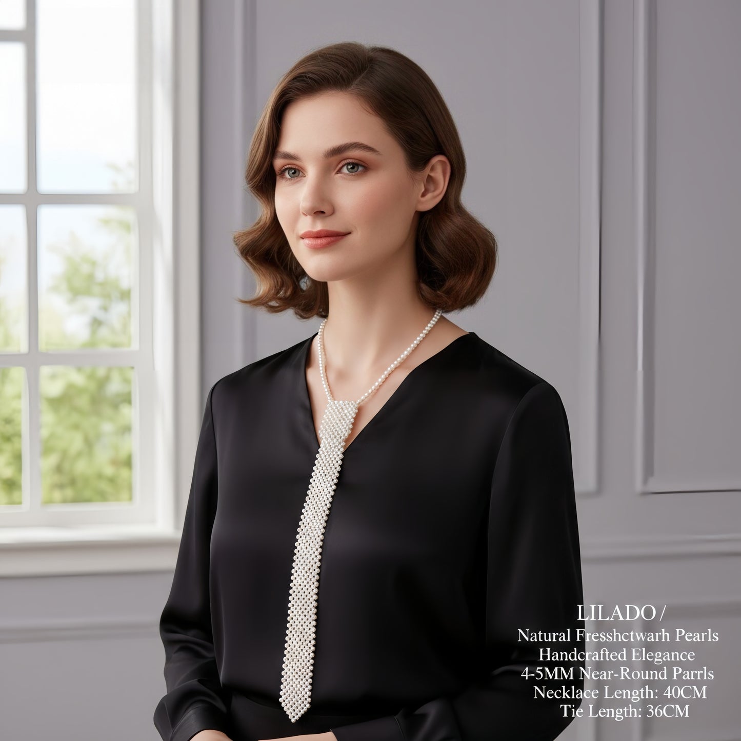 Hand-woven pearl tie