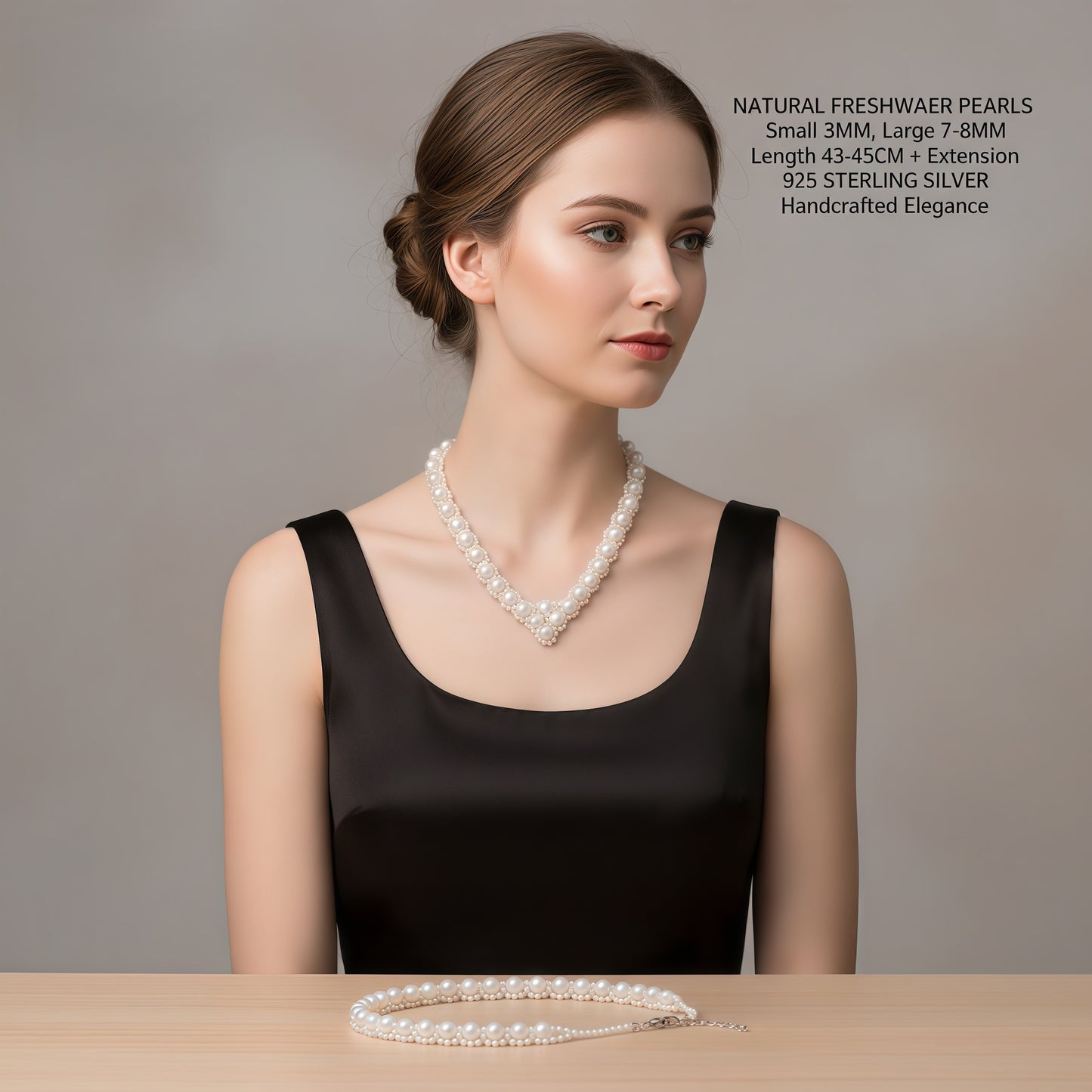 Natural freshwater pearl love necklace