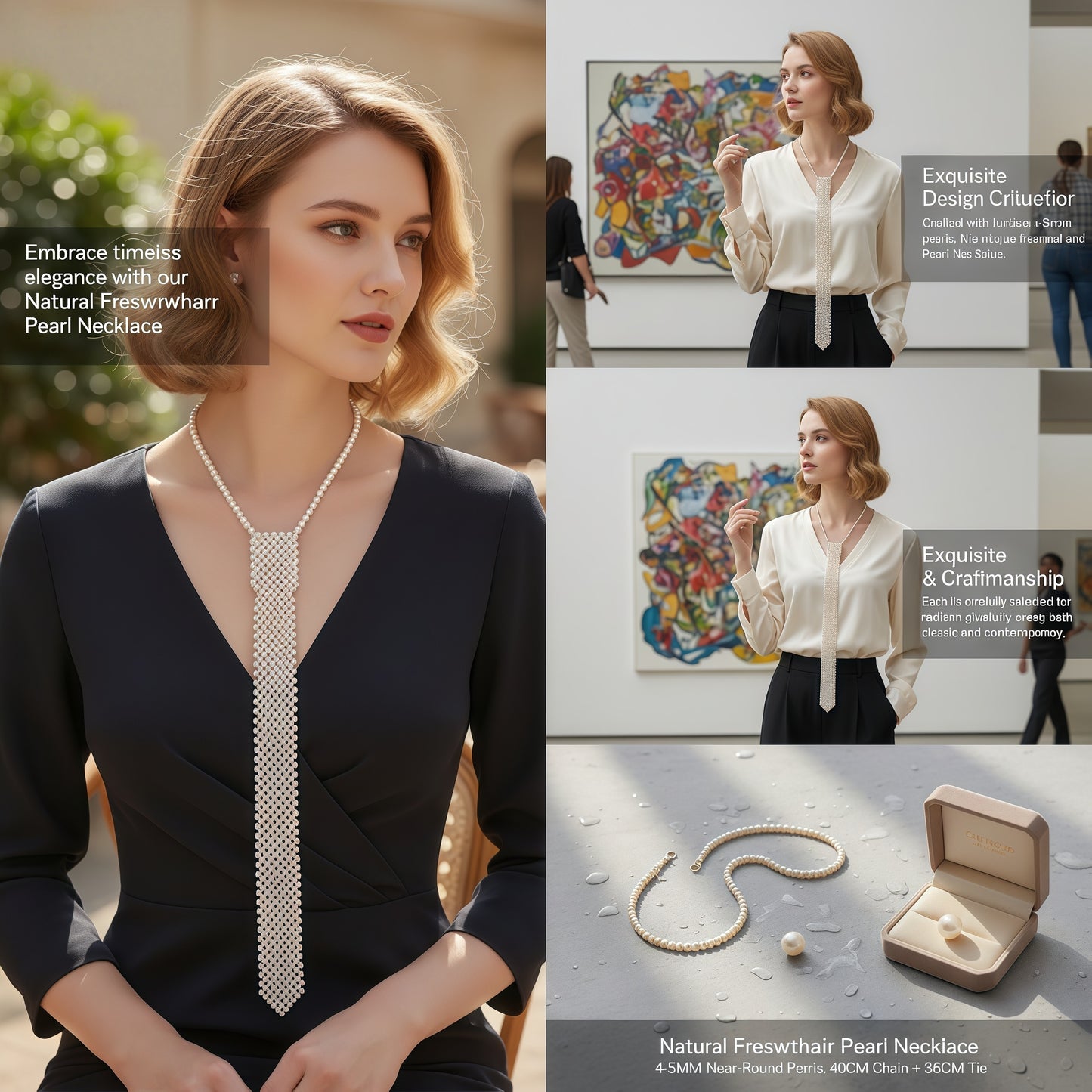 Hand-woven pearl tie