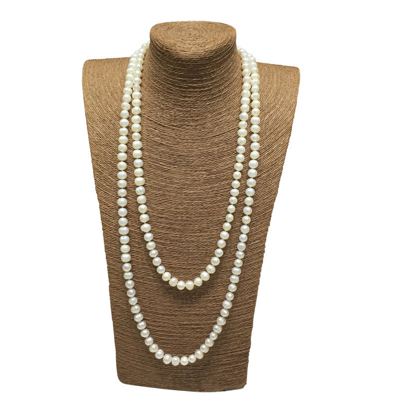Manufacturer Spot Freshwater Threaded Pearl Necklace, Mother's Day Gift Freshwater Pearl Sweater Chain Long Necklace