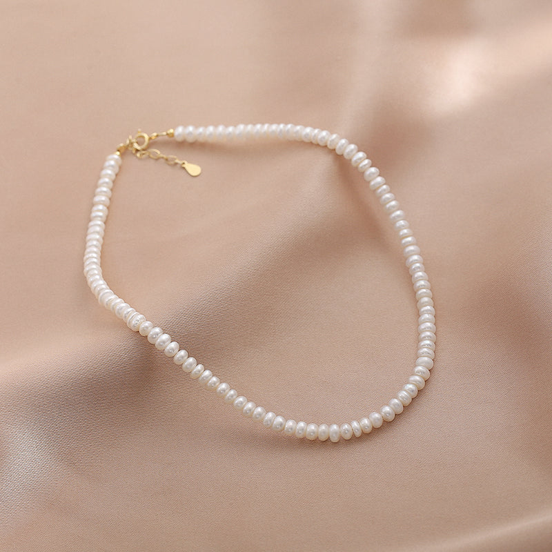 Natural freshwater pearl necklace women's 925 silver for girlfriend