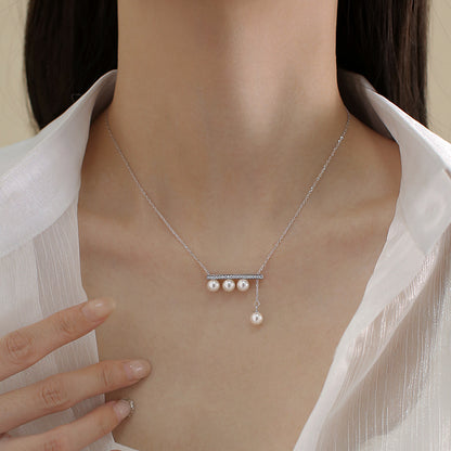 Pearl Necklace Women's French Delicate S925 Silver Necklace