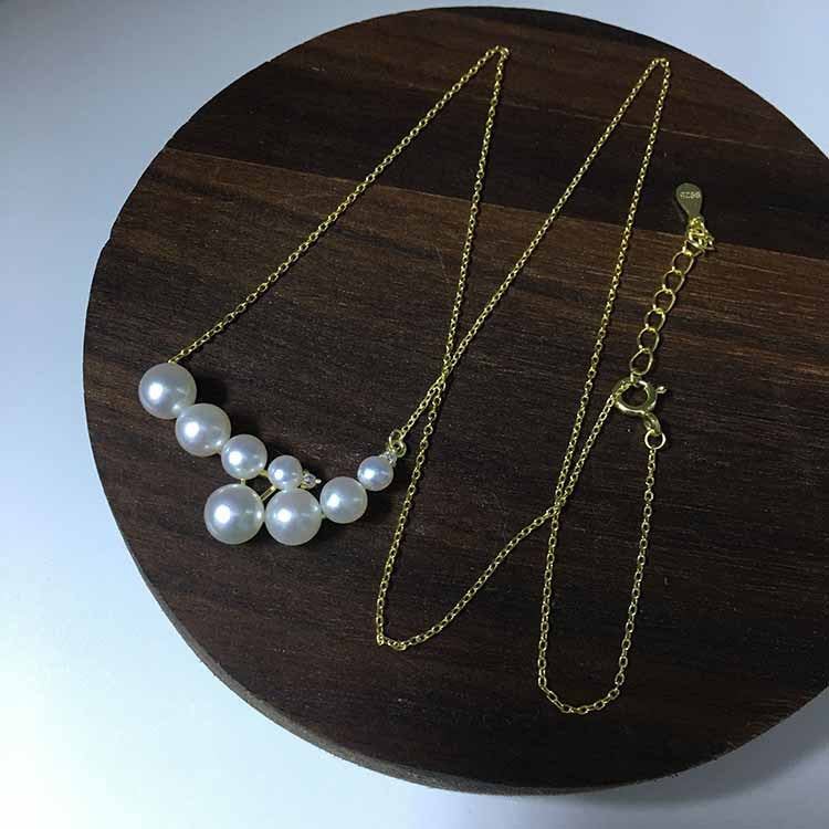 The new multi-bead S925 silver tian ran freshwater pearl necklace set