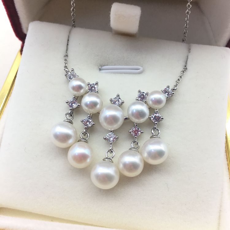 The new multi-bead S925 silver tian ran freshwater pearl necklace set